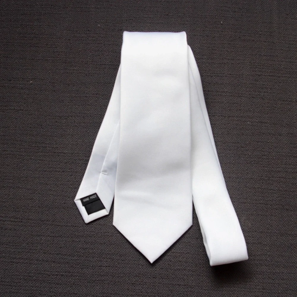 Mens Tie‎ Necktie Solid White Wedding Groom 3